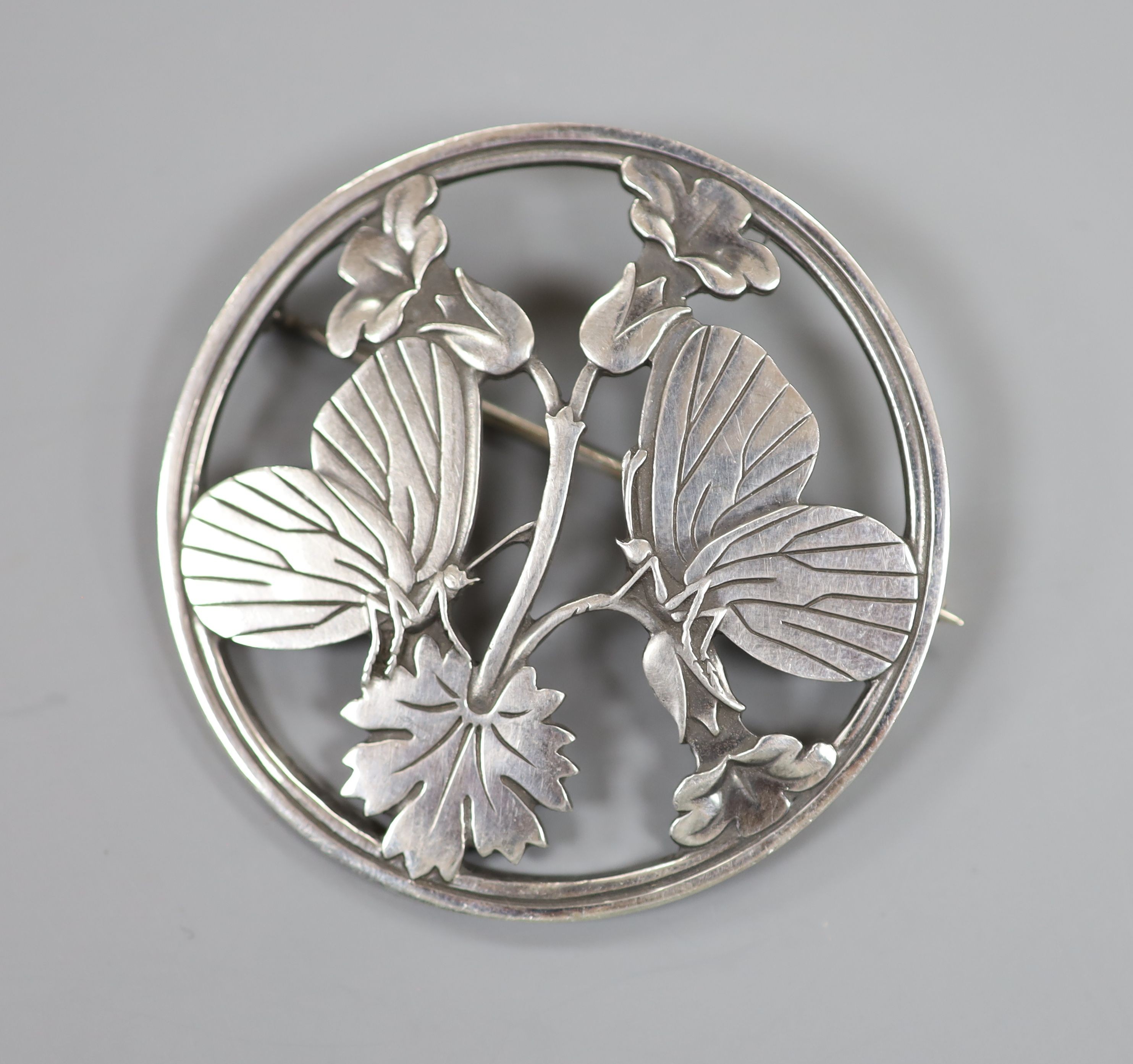 A Georg Jenson sterling Moonlight Blossom brooch, no. 283, diameter 52mm.